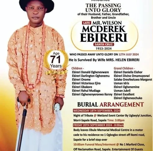 TOP NIGER DELTA FAMILY LAUDS WILSON SANTA EBIRERI